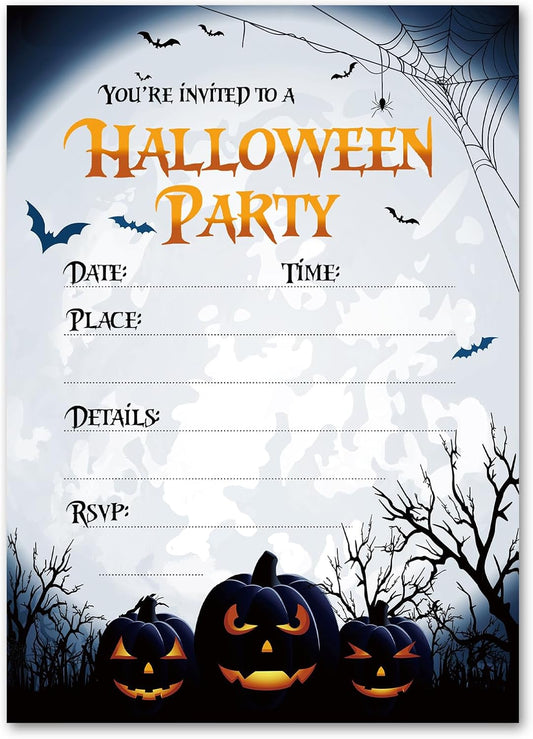 20 Pack Halloween Invitations with Envelopes Stickers Spooky Pumpkin Invitation Cards Blank Invites for Party Supplies, 5 x 7 Inch
