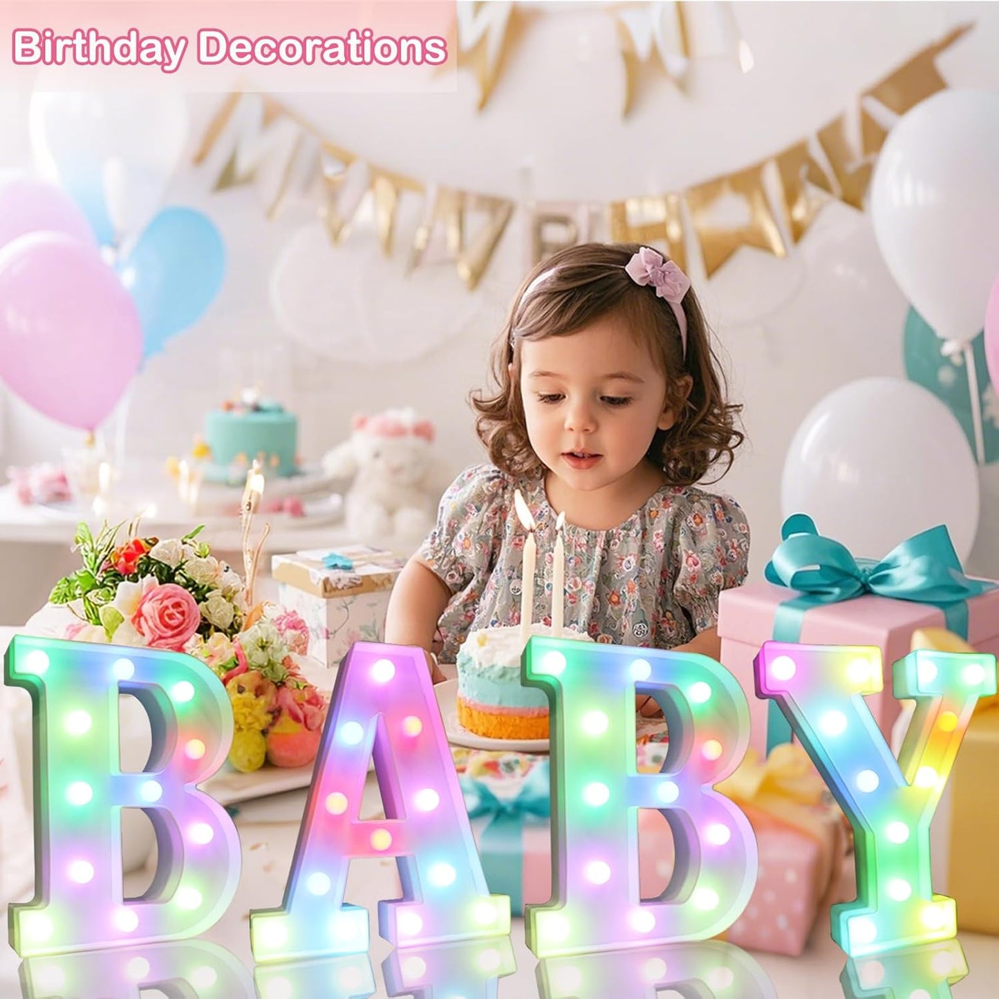 Light Up Colorful LED Marquee Letter lights, 18 Colors Changing Alphabet Letters Sign with Remote Timer for Night Light Girls Bedroom Wedding Birthday Party Lamp Christmas Home Bar Decor- Colorful N