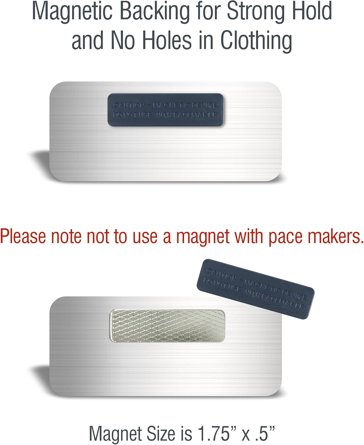 Custom Name Tag with Logo - Personalized Name Badge with Magnet Backing - Choose Your Size and Color (Silver Metal 3"x1.25" - Logo on Left)