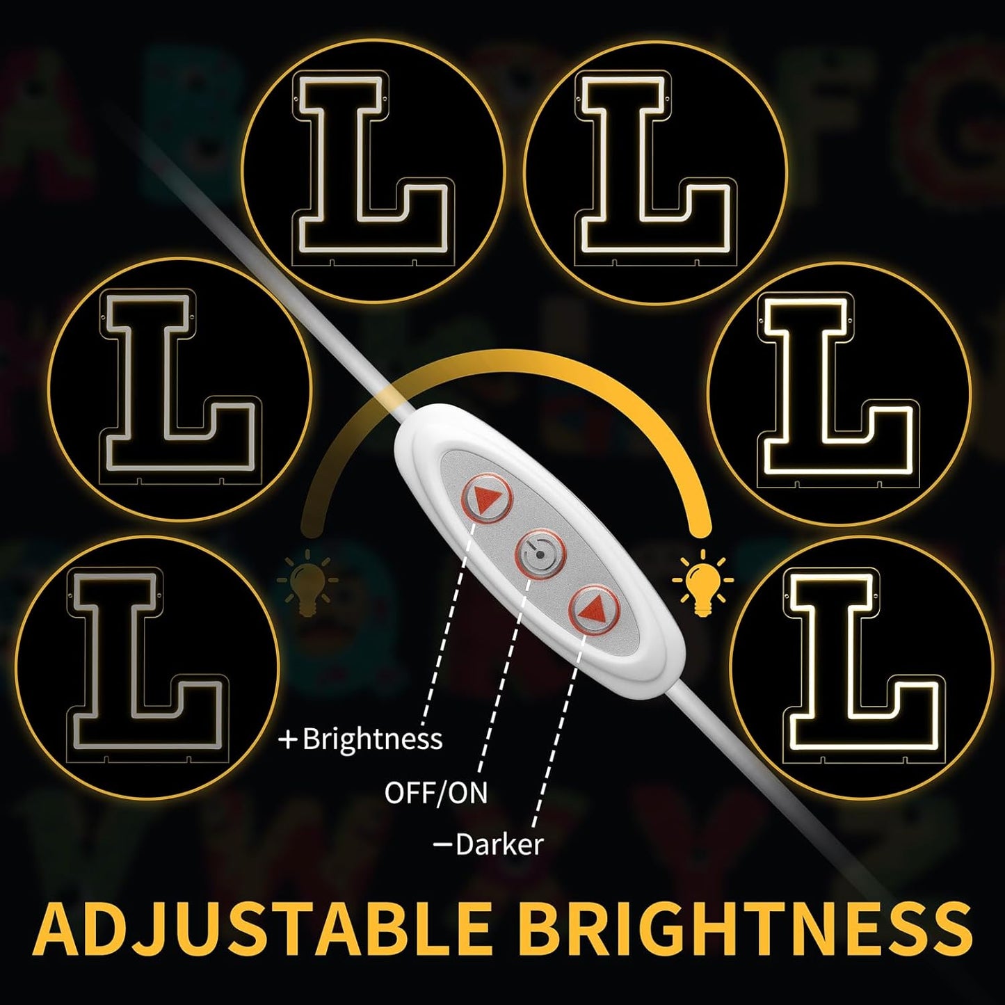 Light Up Letters L, Led Marquee Letter Lights Neon Sign, 13.9" Height Decorative Lighted Alphabet Number, Battery/USB Powered Led Letters Lights for Wedding, Birthday, Party, Christmas or Home Decor