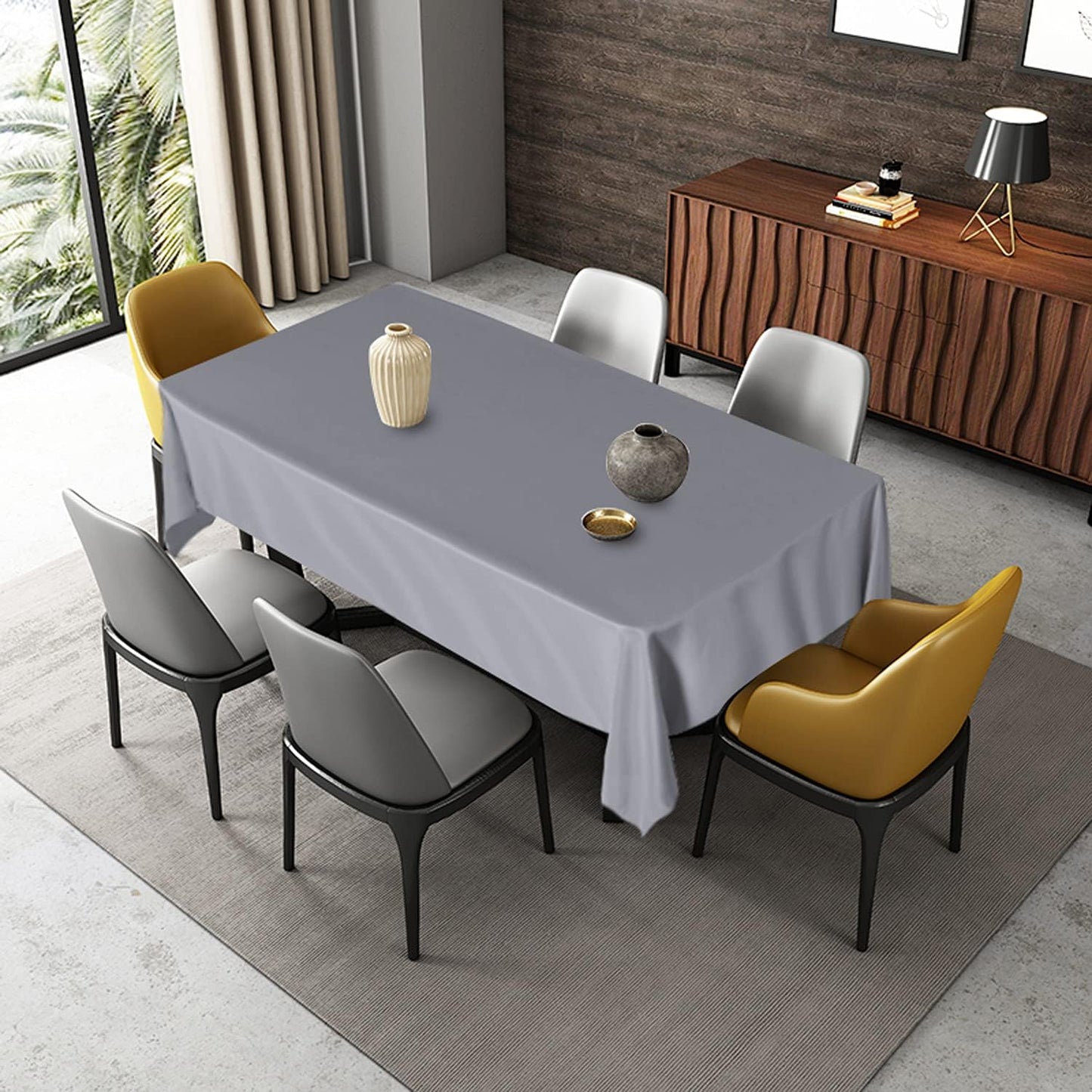 Fitable Rectangle Tablecloth Stain and Wrinkle Resistant Washable Polyester Table Cloth for Buffet Parties and Camping (54x120 inch, Light Grey)