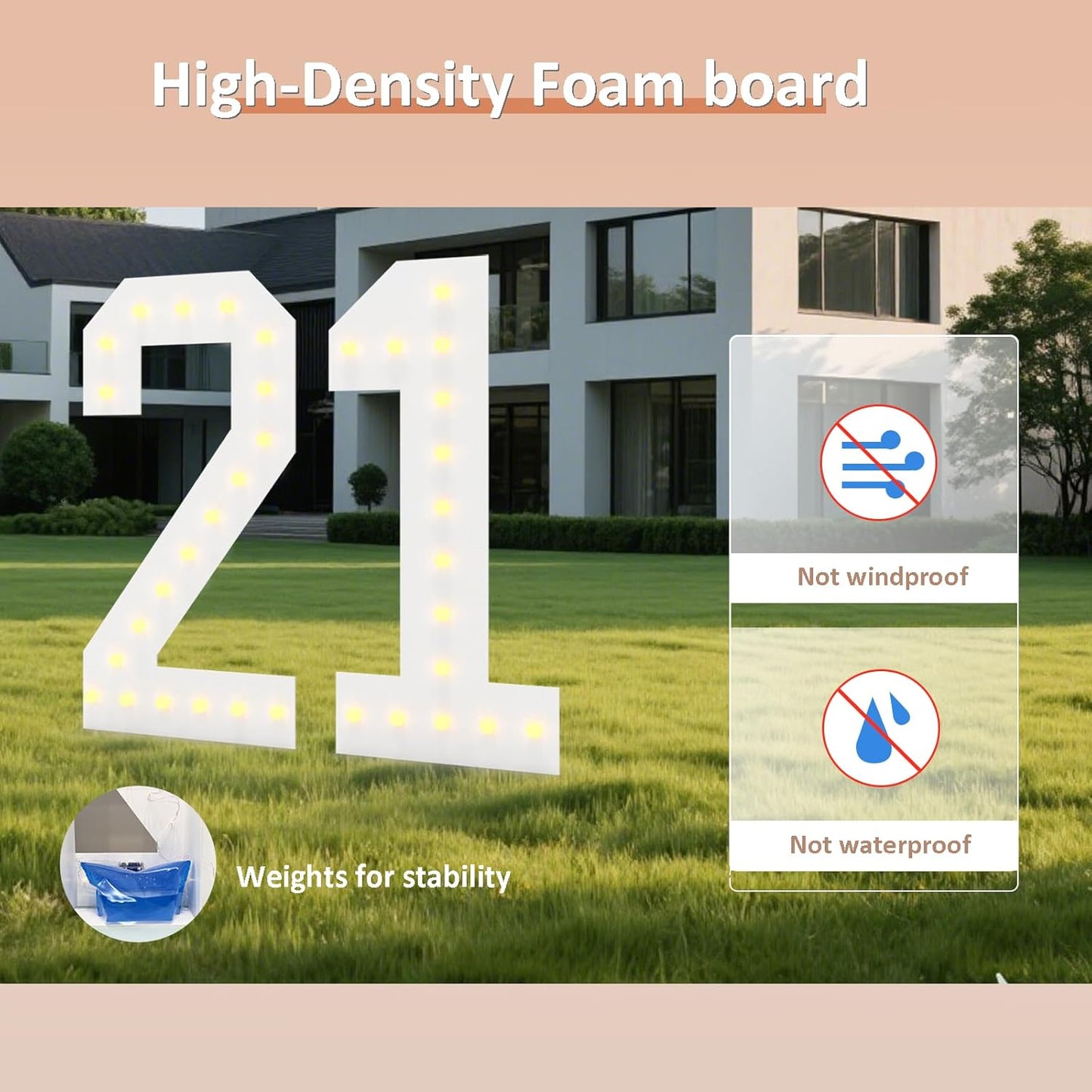 LOBOOM 4FT Light Up Numbers, Marquee Numbers 4 Feet Tall Giant Number 9 Mosaic Big Number Sign for 9th 19th 39th Birthday Party Backdrop Anniversary Decorations, Pre-Cut Large Frame