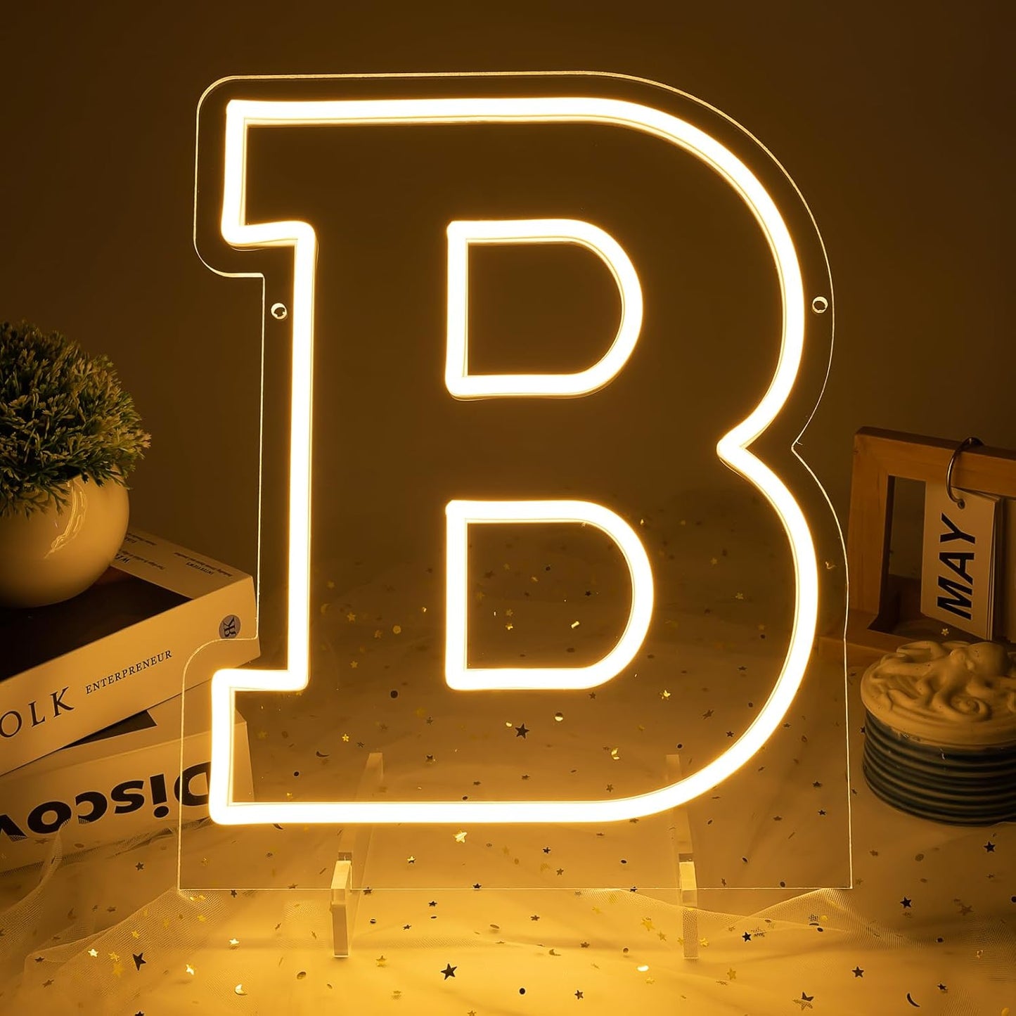 Light Up Letters B, Led Marquee Letter Lights Neon Sign, 13.9" Height Decorative Lighted Alphabet Number, Battery/USB Powered Led Letters Lights for Wedding, Birthday, Party, Christmas or Home Decor