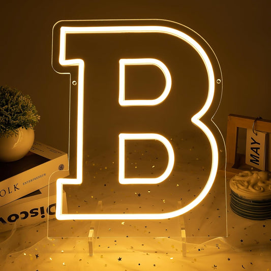Light Up Letters B, Led Marquee Letter Lights Neon Sign, 13.9" Height Decorative Lighted Alphabet Number, Battery/USB Powered Led Letters Lights for Wedding, Birthday, Party, Christmas or Home Decor