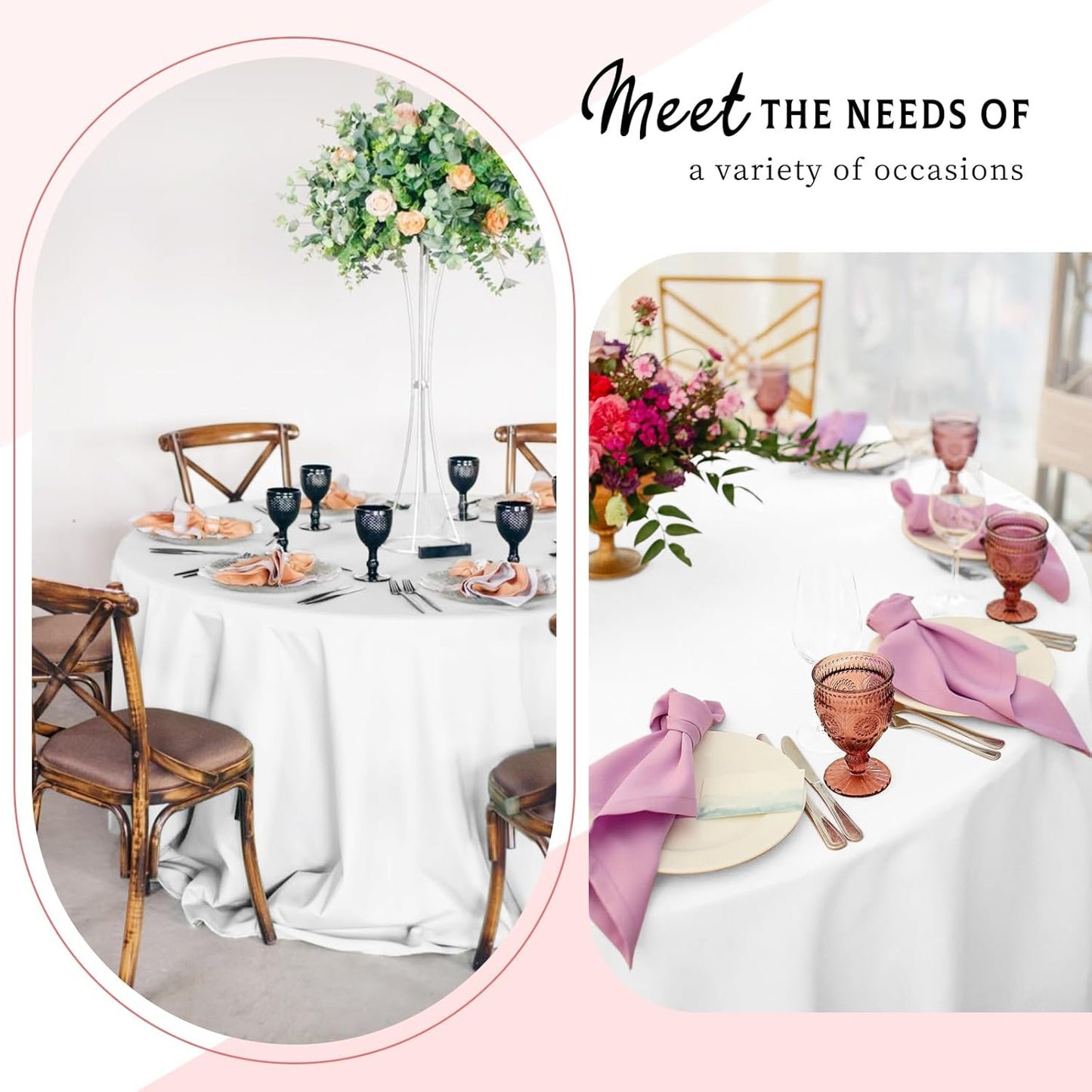 6 Packs Satin Tablecloth 120 Inch White Round Table Cloth Silk Tablecloth Smooth Fabric Overlay Satin Table Cover Decoration for Wedding Party Banquet Events