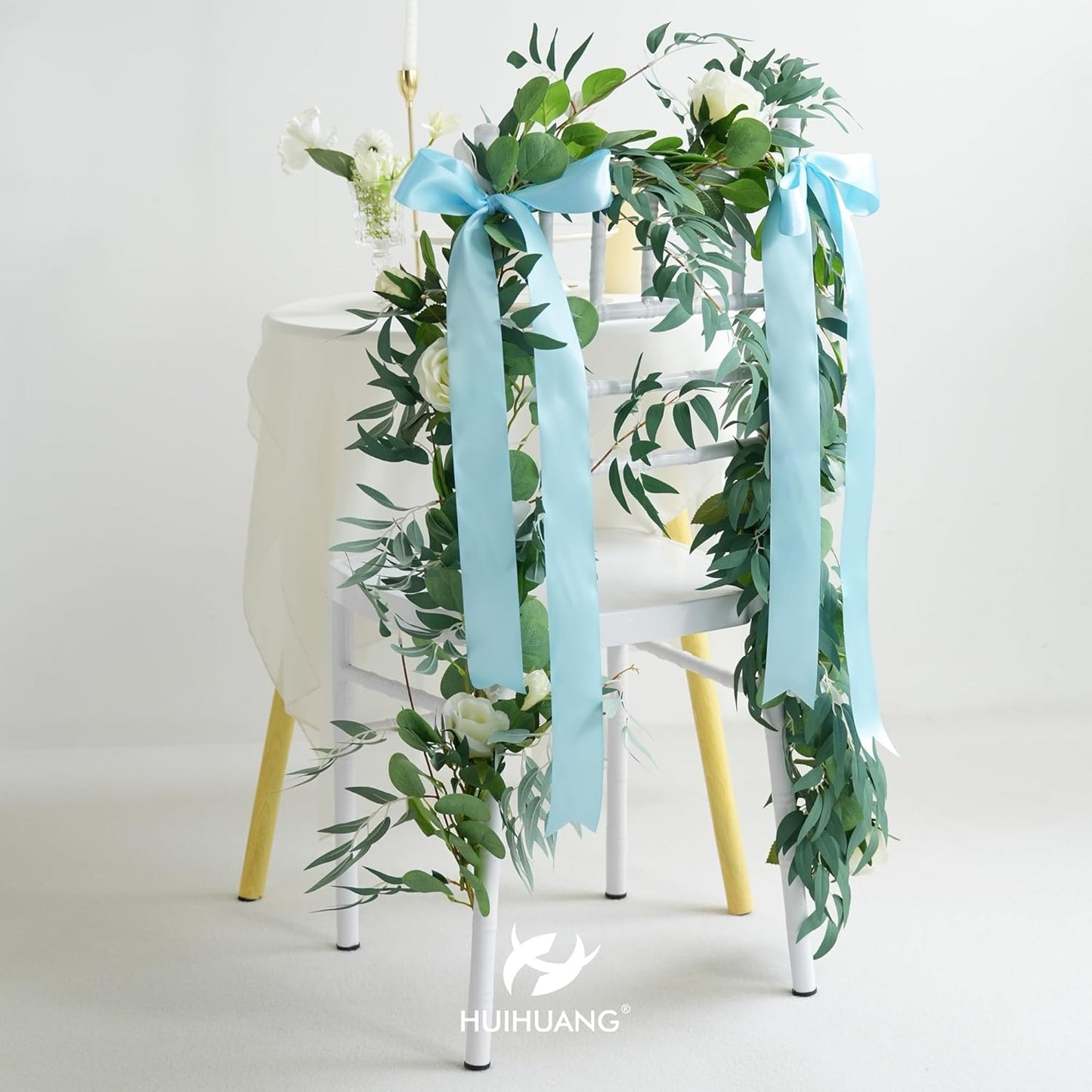 HUIHUANG Baby Blue Satin Ribbon - 1.5 inch Double-Faced, 50 Yards for Gift Wrapping, Flower Bouquets, Invitations, Baby Showers & Bows