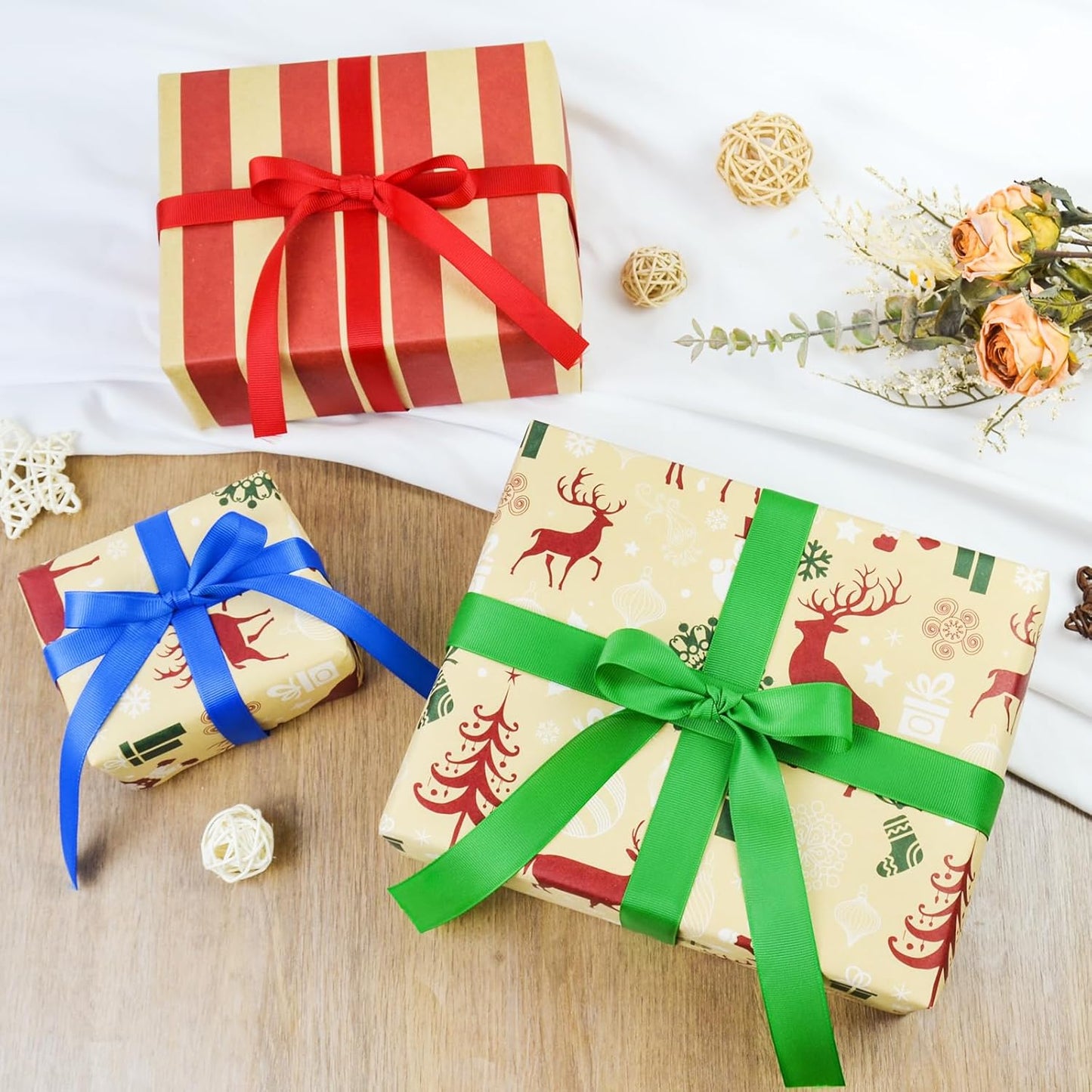 50 Yards 3/8 inch Grosgrain Ribbon, Solid Color Fabric Ribbon Perfect for Gift Wrapping, Wedding, Handmade Bows, Floral Bouquets and Party Decoration(Black)