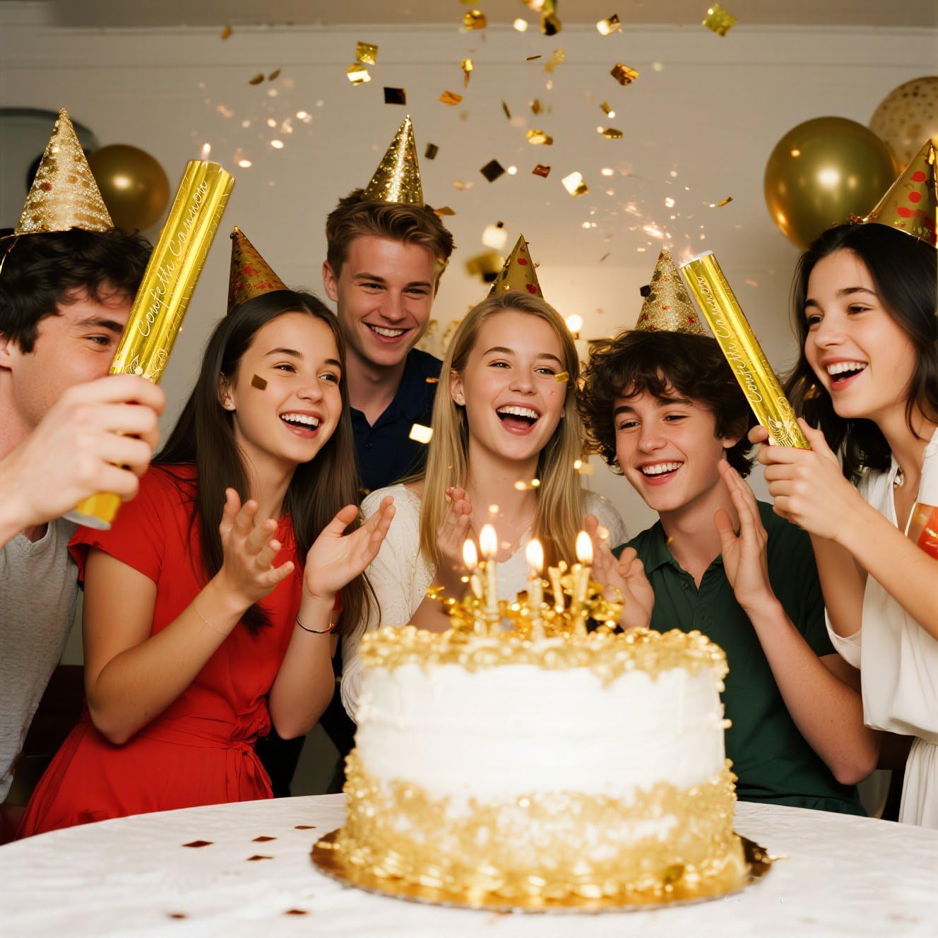 Confetti Cannons Gold | 5-Pack 12-Inch Party Poppers for All Celebrations: Weddings,Christmas, Anniversaries & More