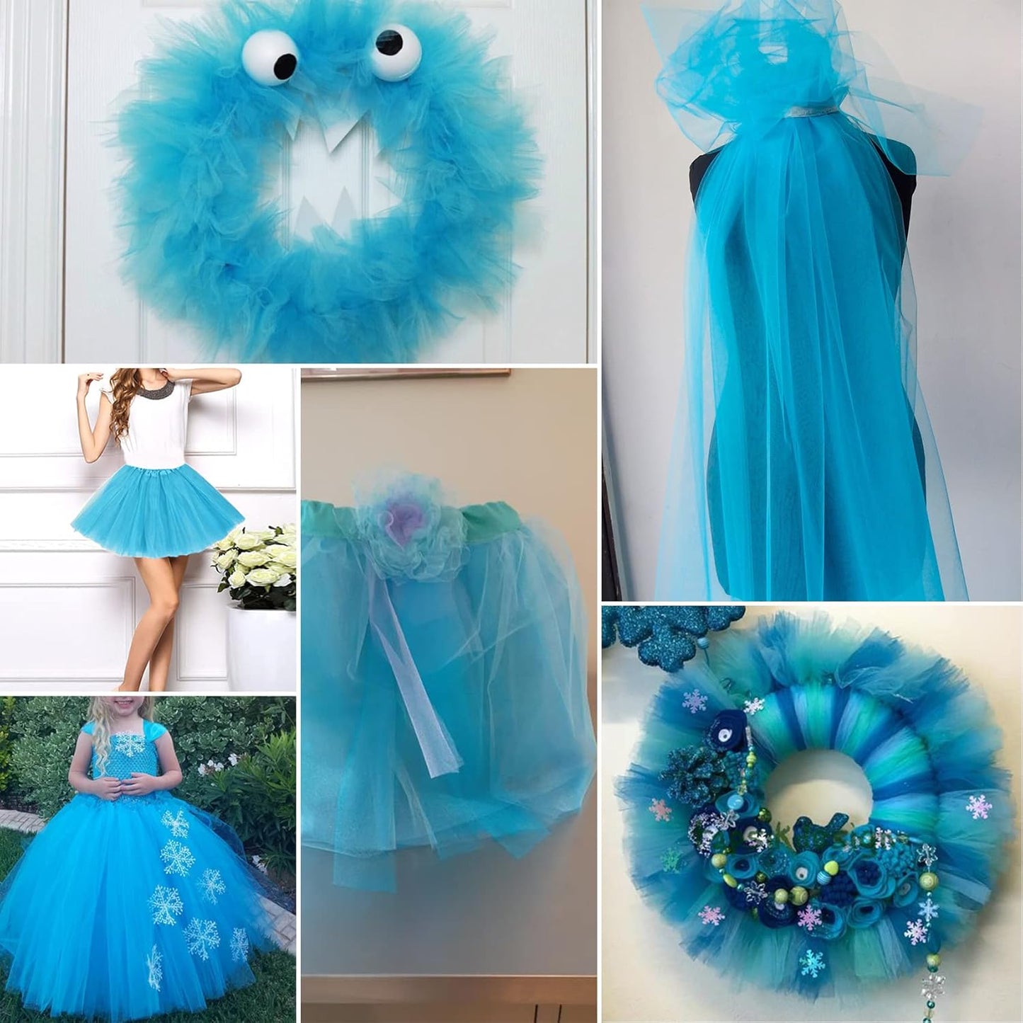 Light Blue Tulle Fabric Rolls 54 Inch by 10 Yards Fabric Tulle Bolt for Wedding Decorations DIY Tutu Baby Shower Table Skirt Birthday Party Craft Supplies