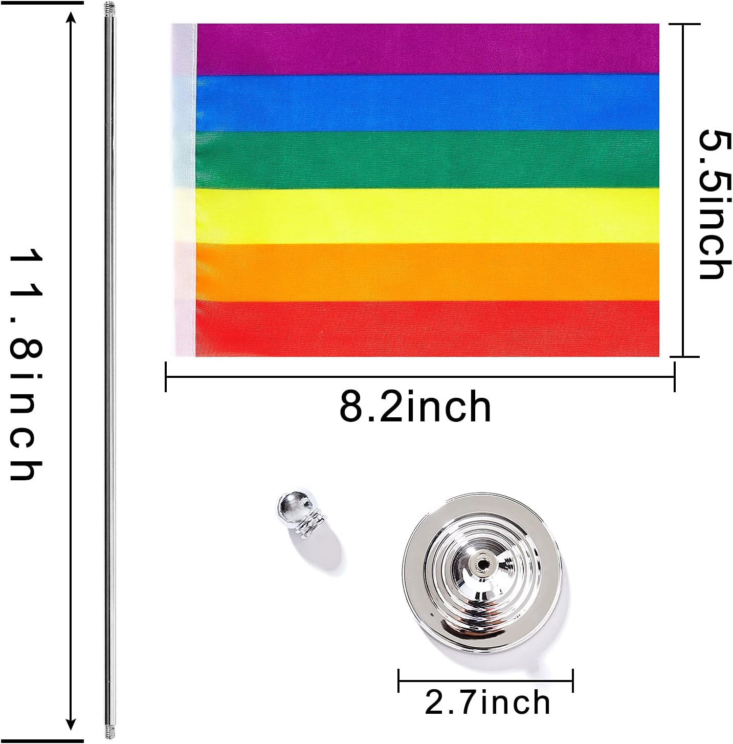 ZXvZYT 2 Pack Pride Rainbow flag Gay table flag,Small Mini LGBT Desk Flags With Stand Base,American Rainbow Mardi Gras Party Decorations Supplies