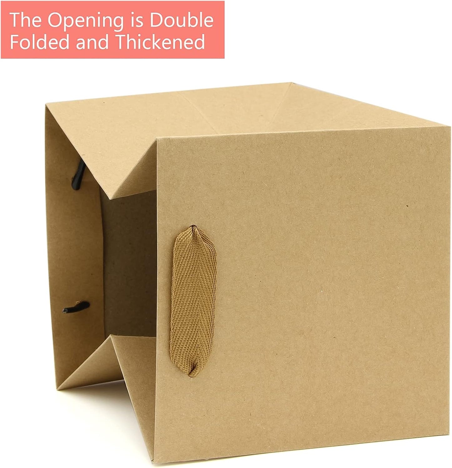 Kraft Paper Gift Bag Small Square Bottom Kraft Paper Bags with Handles (Natural Kraft, 6 x 6 x 6 in, 10 CT)