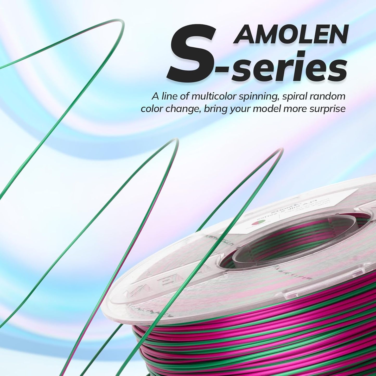 AMOLEN Silk PLA 3D Printer Filament, Shiny Multicolor Rainbow PLA Filament 1.75mm, Fast Color Change PLA 3D Printing Filament for Most FDM 3D Printer, Green Fuchsia, 1kg (2.2lbs)