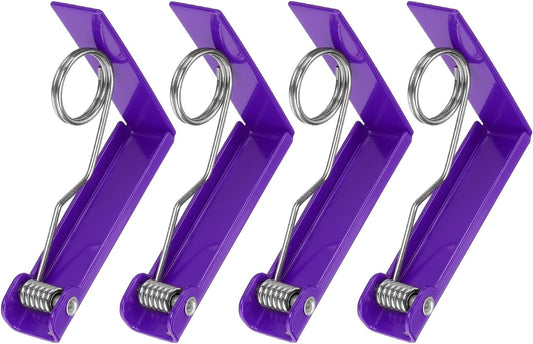 uxcell 4 Pack Tablecloth Clips, Stainless Steel Table Cloth Cover Clamps, 2.87" x 2.36" Windproof Holder Clips for Home Party Picnic Wedding Camping Dining Tables, Purple