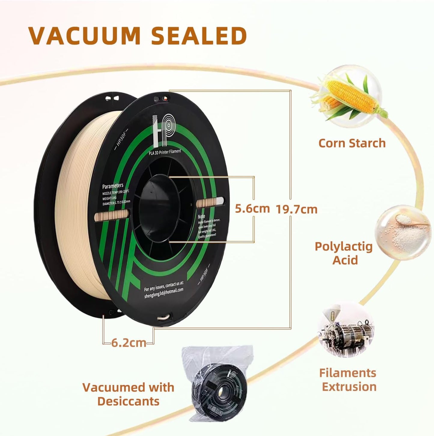 PLA Filament, 3D Printer Filament, PLA Filament 1.75mm Dimensional Accuracy +/- 0.02mm, 1KG Spool (2.2 lbs), Fit Most FDM Printer (Skin Beige)