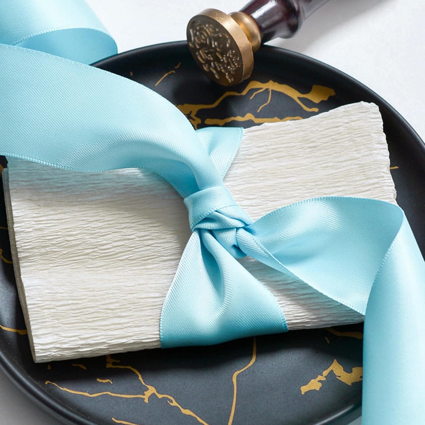 1-1/2" x 50 Yards Light Blue Satin Ribbon Single Faced Fabric Ribbons for Gift Wrapping, Crafting, Floral Arrangements, Flower Bouquet, Wedding, Home Decor