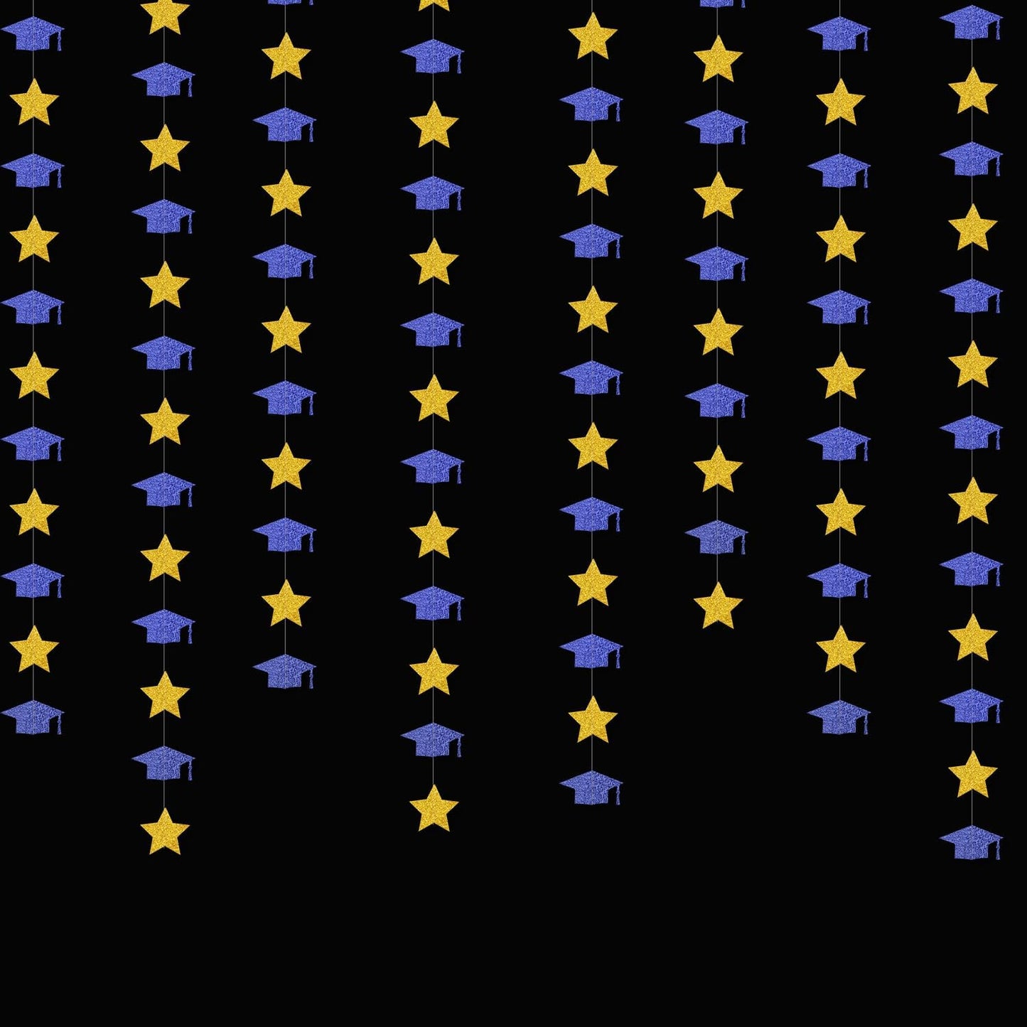 Navy-Blue Gold Graduation-2025 Class Party-Decorations - Congrats Grad Hat Star Banner Streamers Garland,Senior High School Night College Congratulations Decor Supplies Ouruola