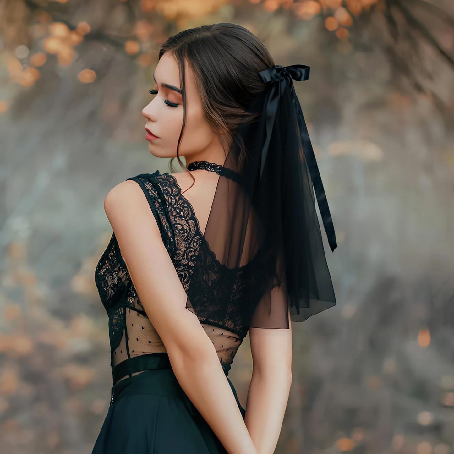 Ayliss Women Mesh Veils Black Bridal Birdcage Short Wedding Face Veil with Clip Tulle Gothic Bride Halloween Costume