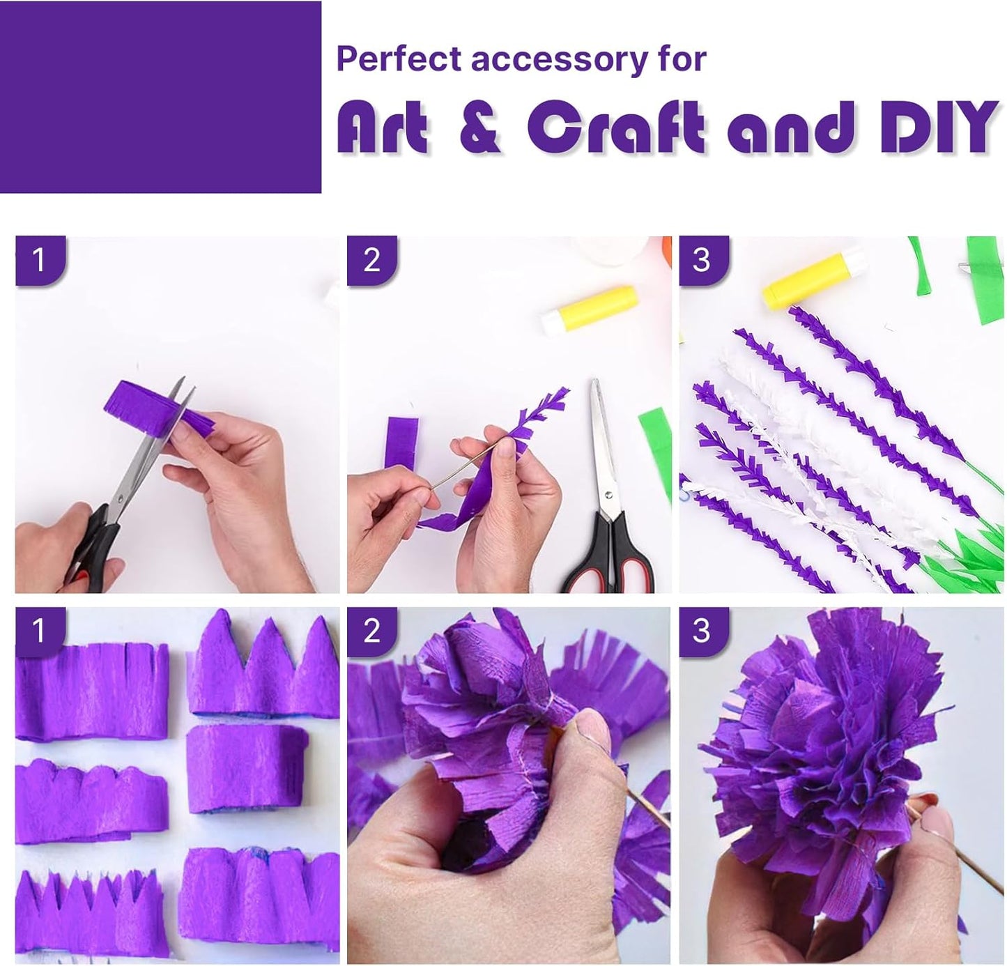 PartyWoo Crepe Paper Streamers 4 Rolls 328ft, Pack of Shades of Purple Crepe Paper for Party, Wedding, Birthday, Baby Shower Decorations (1.8 Inch x 82 Ft/Roll)