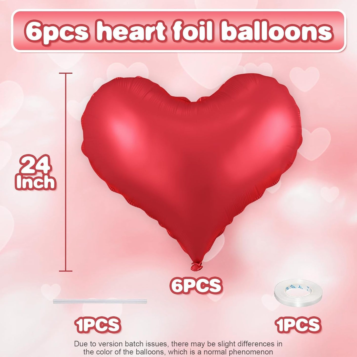 Red Heart Balloons,24Inch Large Red Heart Foil Balloons for Valentine's Day Birthday Wedding Baby Shower Anniversary Party Decorations