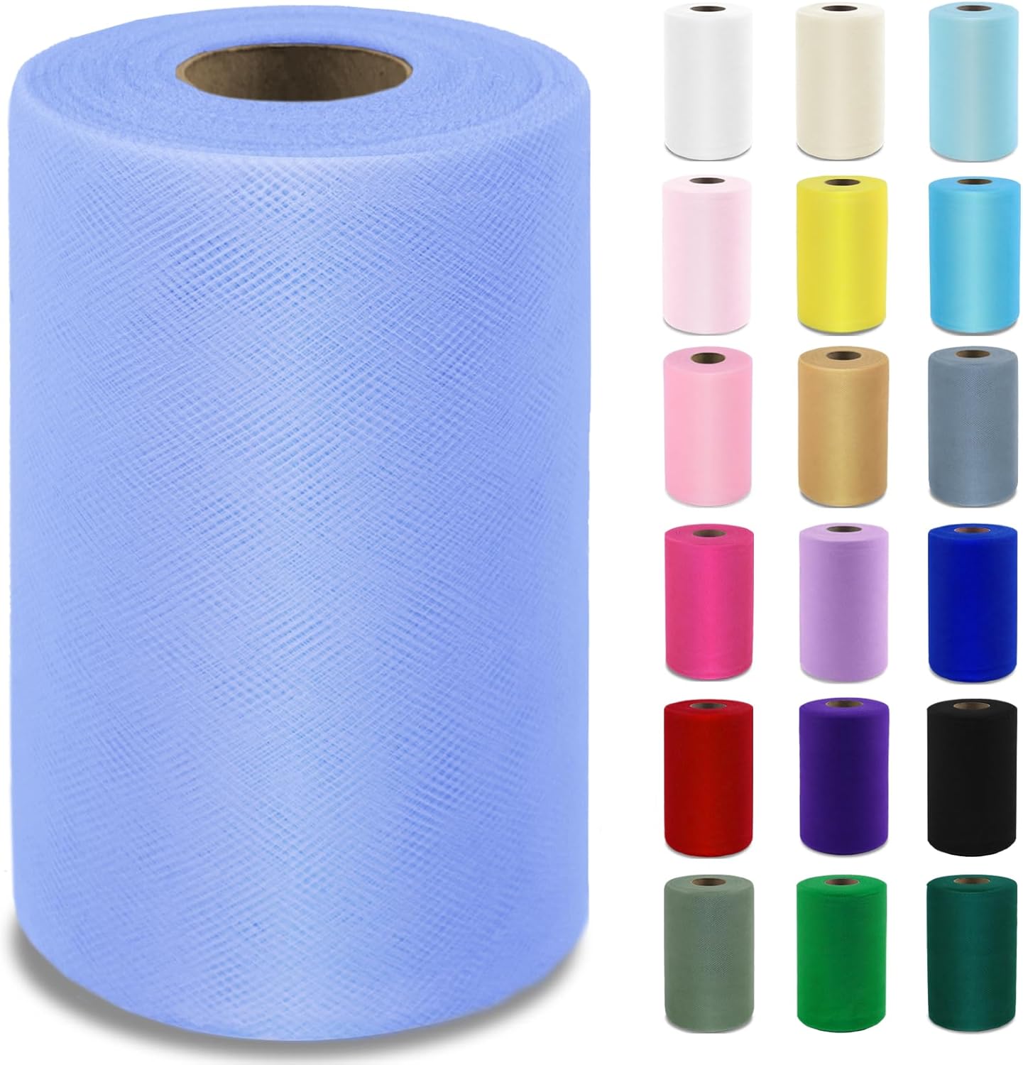 Baby Blue Tulle Fabric Roll 6”by 100 Yards (300 ft) Soft Tulle Spool for DIY Crafting Favor Supplies, Tutus, Wedding, Party Decorations, Gift Wrapping