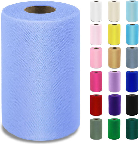 Baby Blue Tulle Fabric Roll 6”by 100 Yards (300 ft) Soft Tulle Spool for DIY Crafting Favor Supplies, Tutus, Wedding, Party Decorations, Gift Wrapping