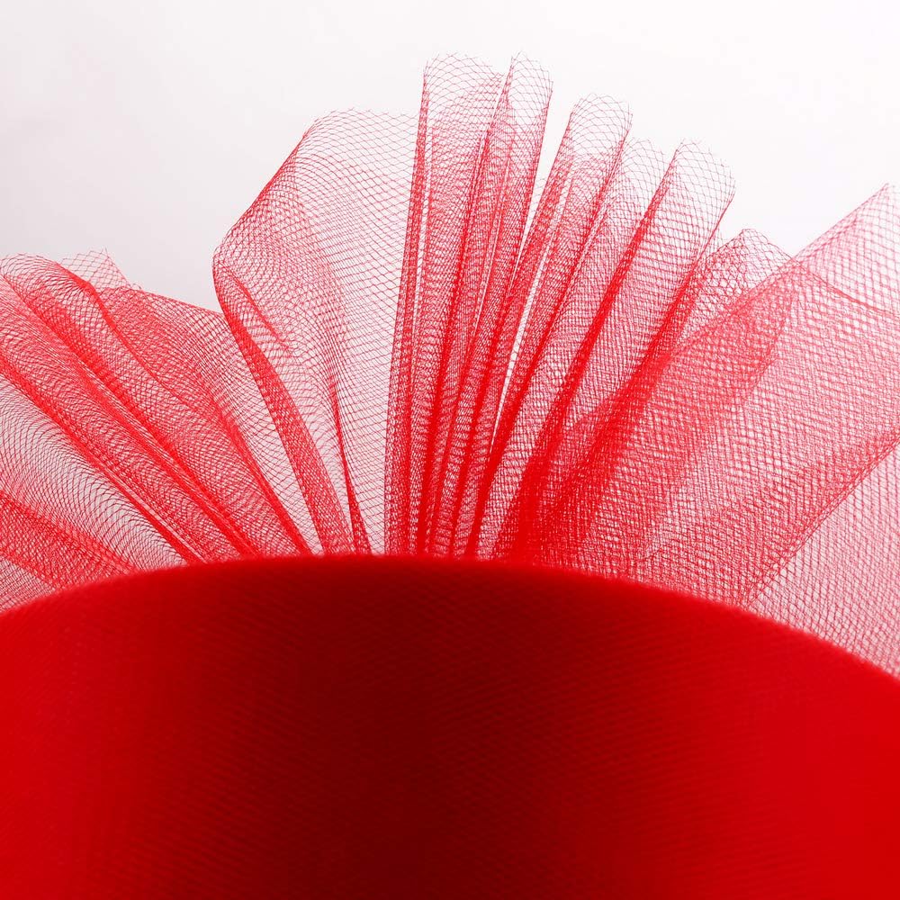 Tulle Fabric Roll, 6” by 200 Yards (600FT) Tulle Organza Fabric Spool for DIY Tutu Skirt Baby Shower Decor Wedding Backdrop Crafts Birthday Party Supplies (Red)