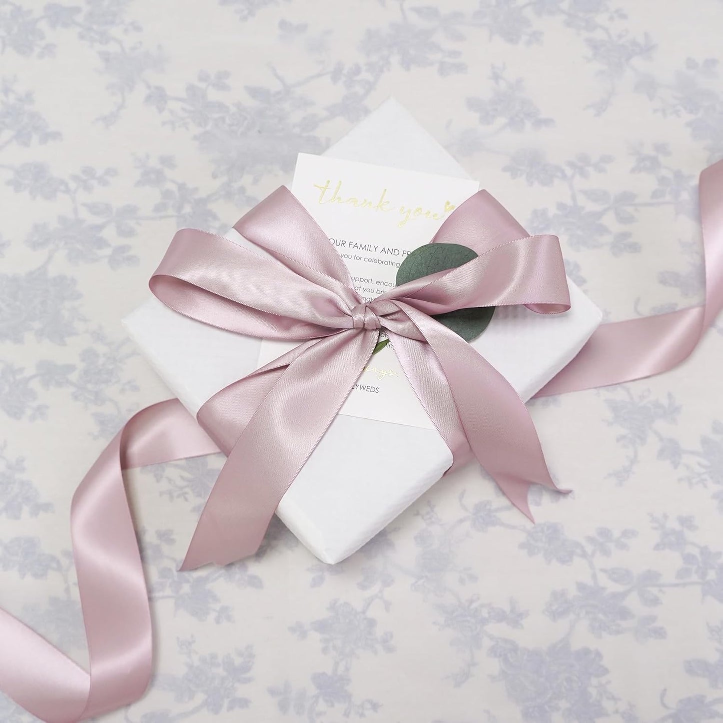 HUIHUANG Dusty Rose Ribbon 1.5 inch Double Face Satin Ribbon Silk Like Ribbons 50 Yards Roll for Gift Wrapping Bows Making Floral Bouquet Wedding Invitations Decor Party Favor Craft Supplies