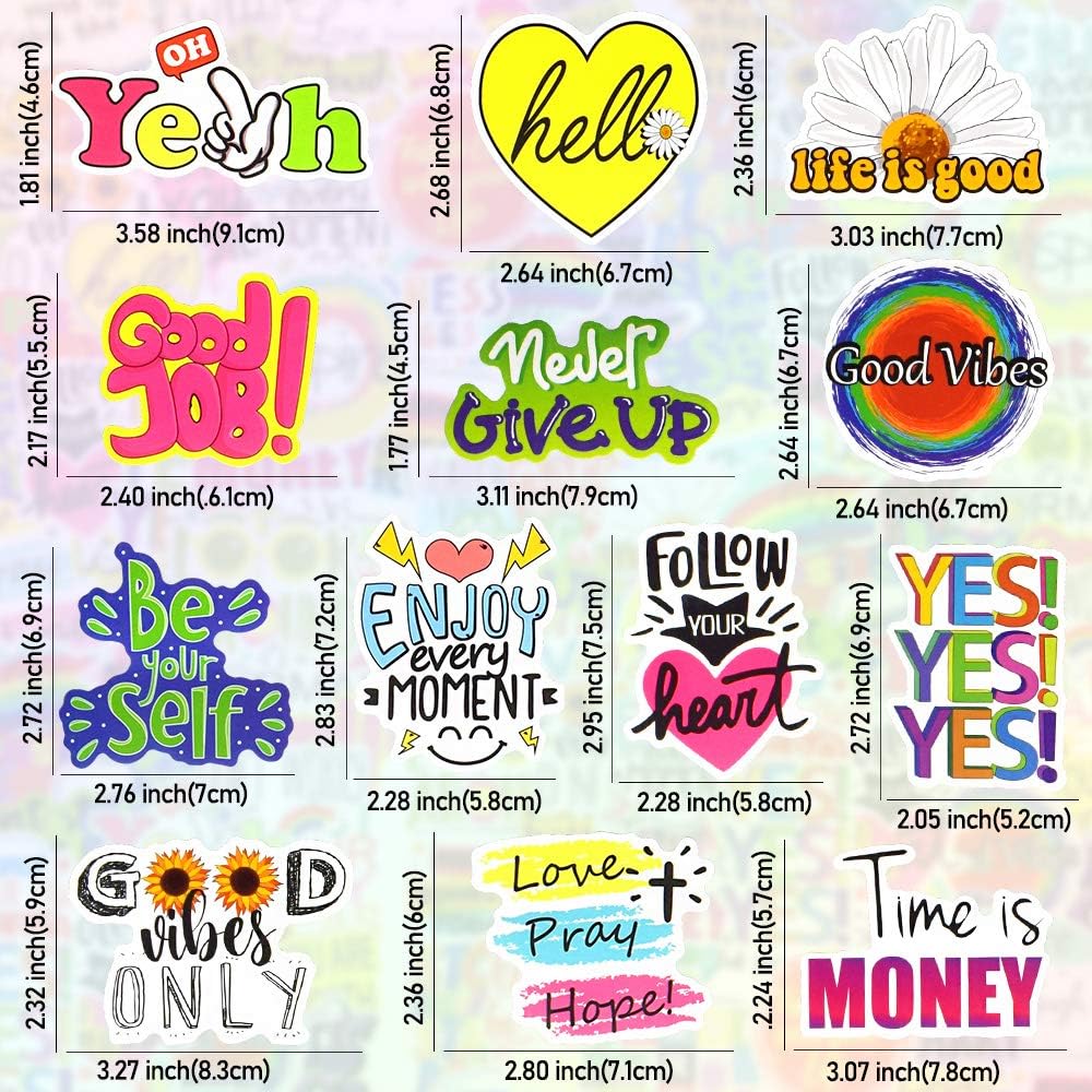 QTL Inspirational Stickers for Kids Motivational Stickers for Water Bottles Laptop for Teens Adults Waterproof Vinyl Pack 50Pcs