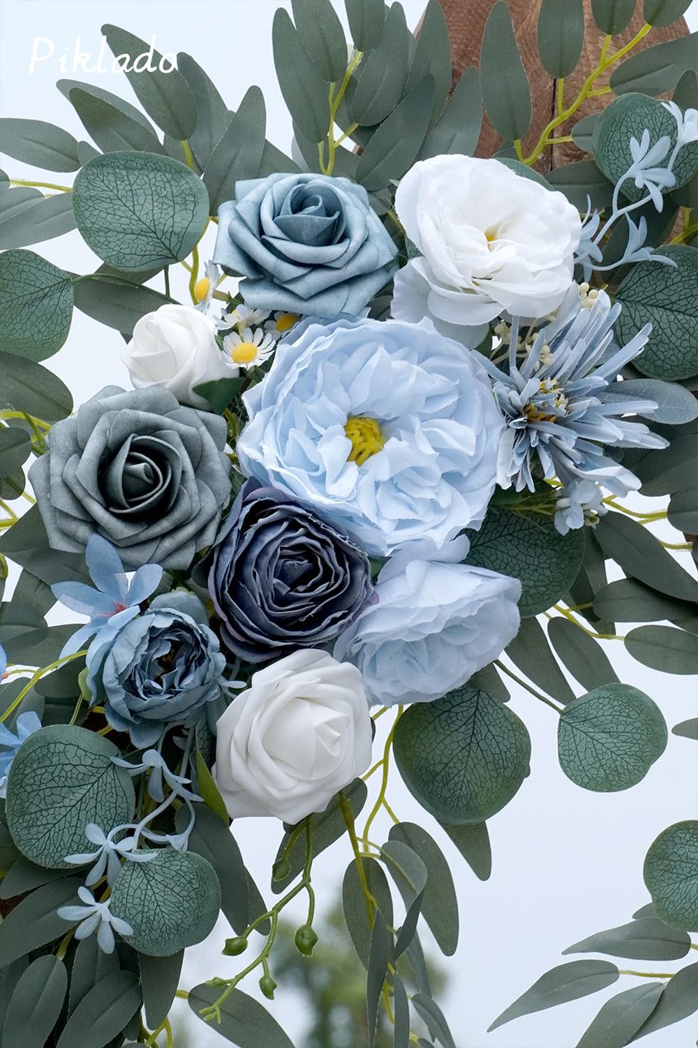 Faux Flower Swag Set of 2 for Wedding Welcome Signs Floral Swag Wedding Reception Ceremony Signs Decor (Blue)