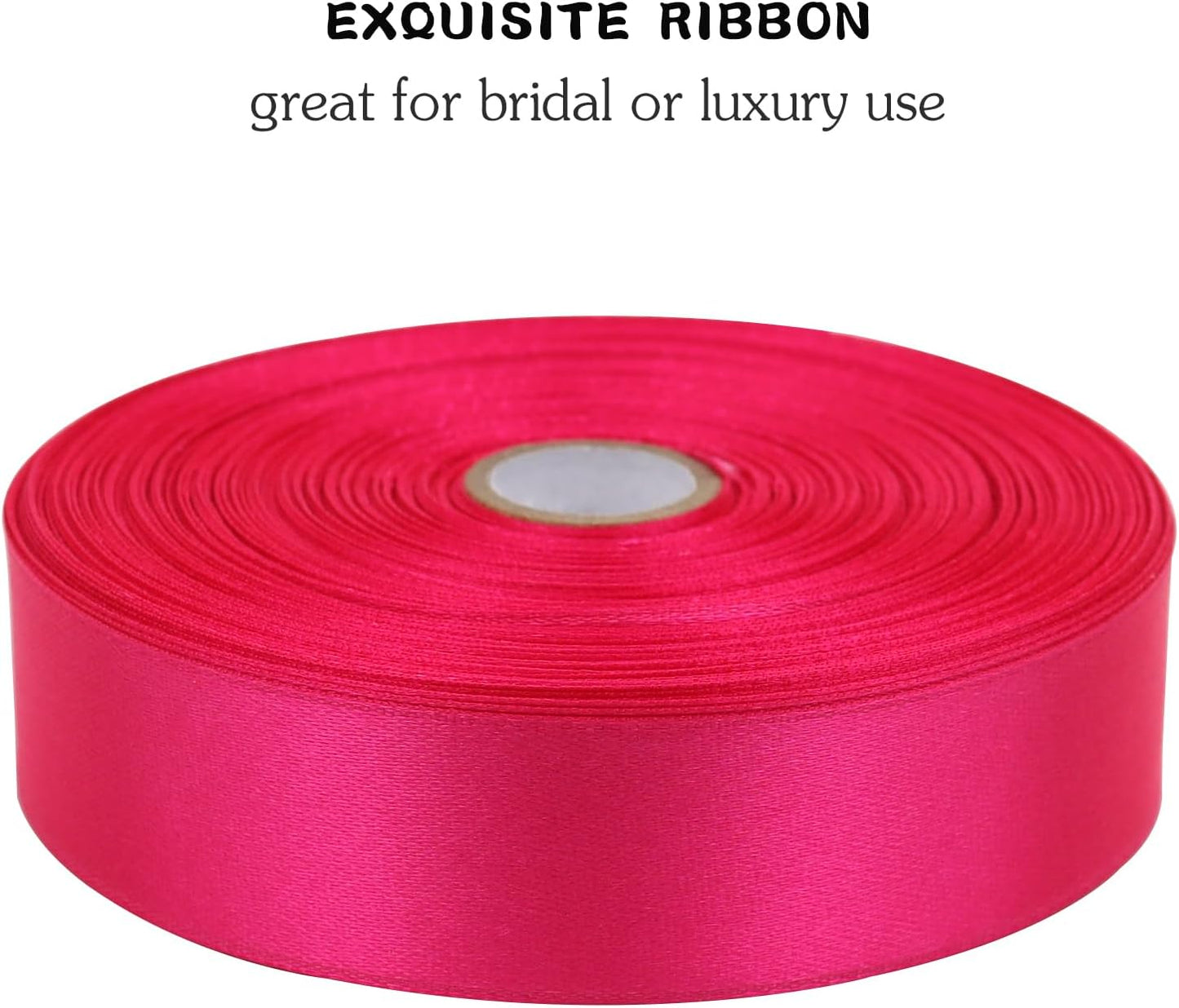 Hot Pink Solid Satin Ribbon 1 Inch 50 Yards Solid Polyester Fabric Ribbon for Gift Wrapping Wedding Christmas Baby Shower Birthday Party Decoration Handmade Immortal Flower Craft