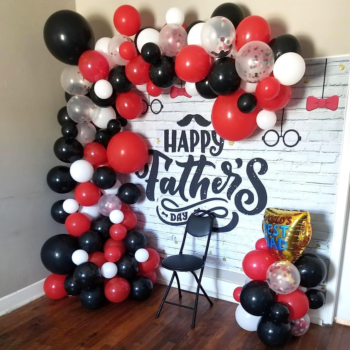 Red Black and White Balloons, 12 Inch Matte Red Black and White with Red Confetti Helium Latex Balloons Set for Boys Casino Racing Theme Birthday Wedding Baby Shower Graduation Party Decorations