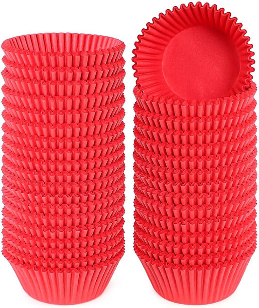 Caperci Standard Red Cupcake Muffin Liners 500-Count, No Smell, Food Grade & Grease-Proof Paper Baking Cups (Red)