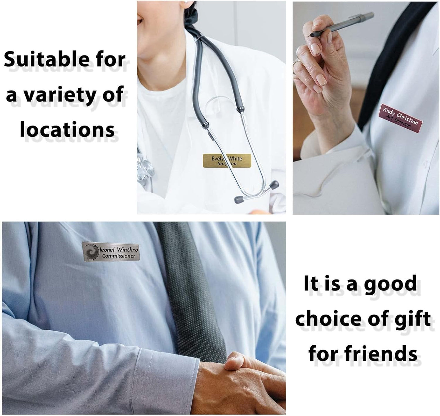 Custom Name Tag with Logo Personalized Name Tag for Work UV Printed Name Badges Multiple Color Indentification with Pin or Magnetic Backing