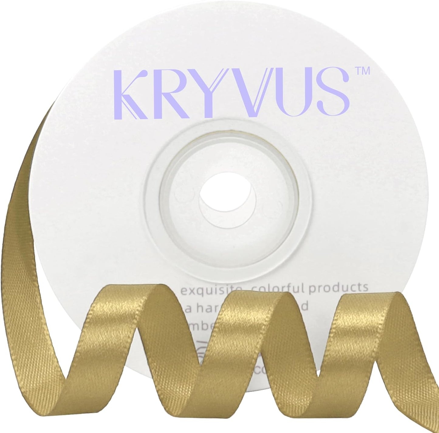 Light Gold Satin Ribbon 3/8 inch X Continuous 25 Yards, Single Face Polyester Ribbon Perfect for Gift Wrapping, Flower Bouquet, Wedding Decor, Crafts, Bow Making, Sewing and More