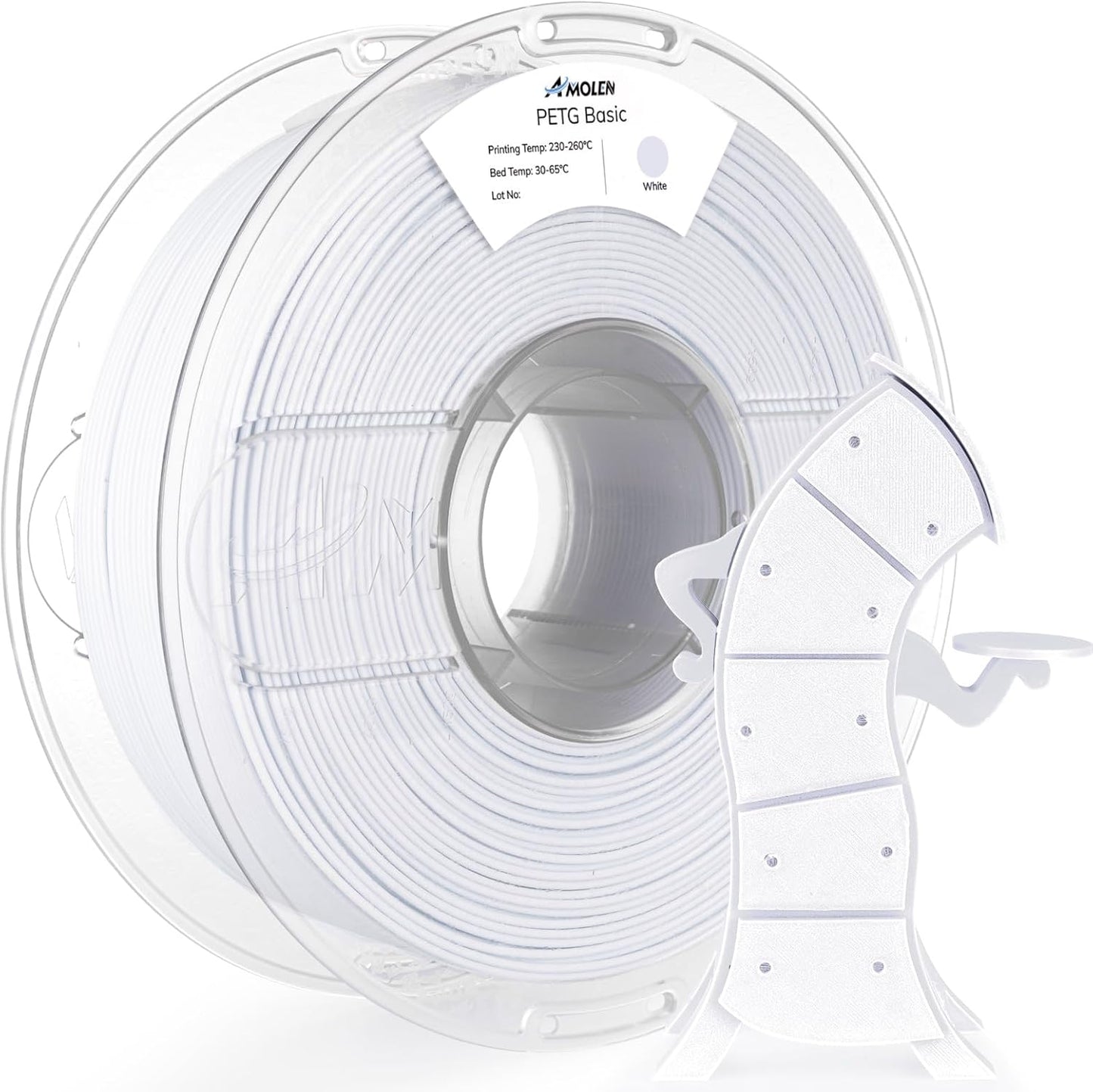 AMOLEN Rapid PETG Basic 3D Printer Filament 1.75mm +/-0.02mm,500mm/s High Speed Strong Toughness White 1KG/2.2lb
