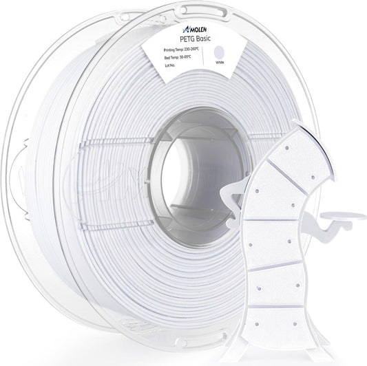 AMOLEN Rapid PETG Basic 3D Printer Filament 1.75mm +/-0.02mm,500mm/s High Speed Strong Toughness White 1KG/2.2lb