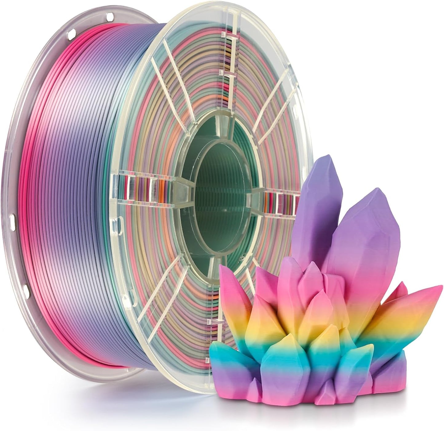 Kingroon Silk PLA Filament 1.75mm Rainbow Filament 3D Printer Filament Color Changing Filament 1kg Dimensional Accuracy ±0.03mm,Fit Most 3D Printers(Candy)