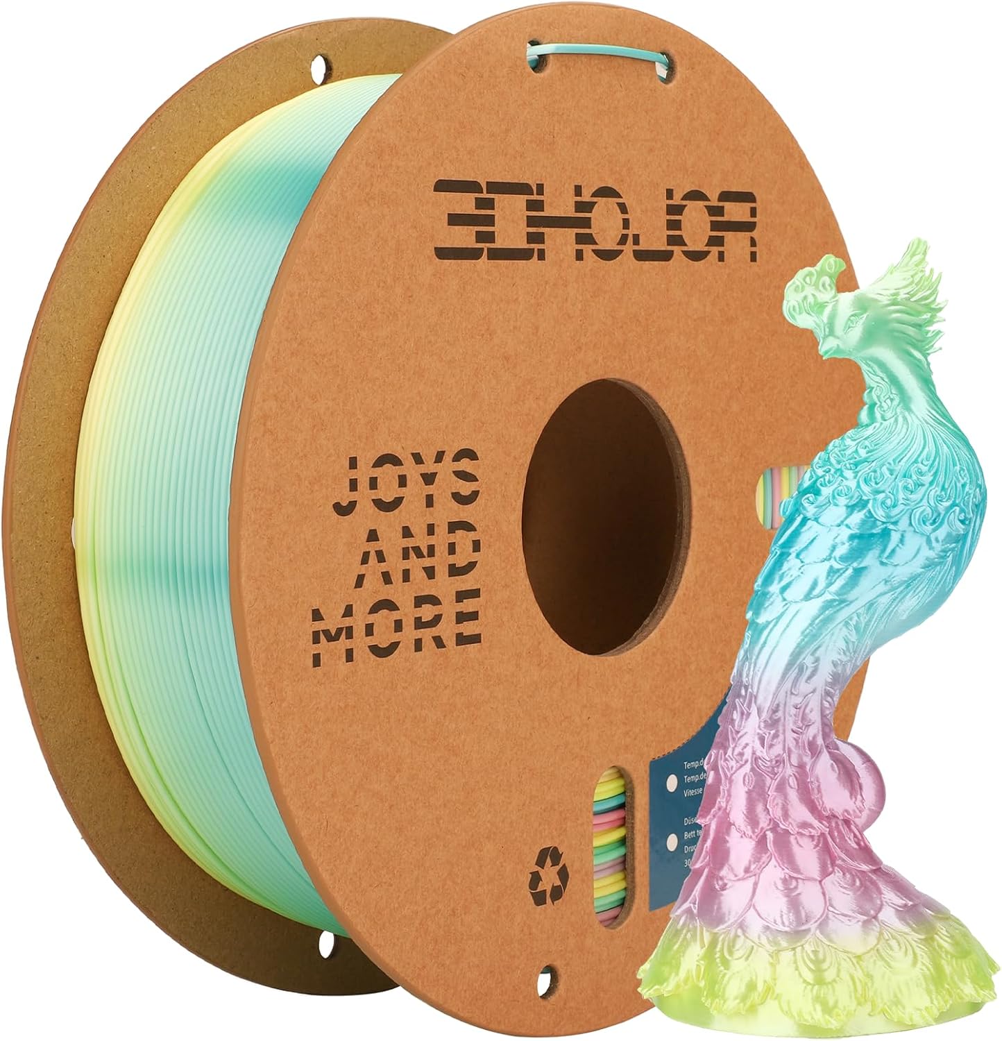 Silk PLA 3D Printer Filament 1.75mm Silk Shiny Fast Gradient Color Change Rainbow Multicolor PLA Filament 1kg (2.2lbs) /Spool for FDM 3D Printers-Macaron