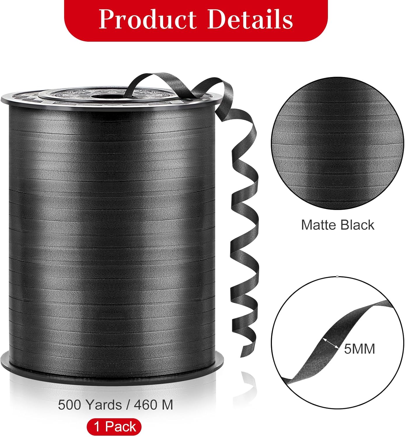 500 Yards Black Curling Ribbon-Balloon String-Balloon Ribbon Roll for Party Decoration, Gift Wrapping, Art Crafts, Florist Flower