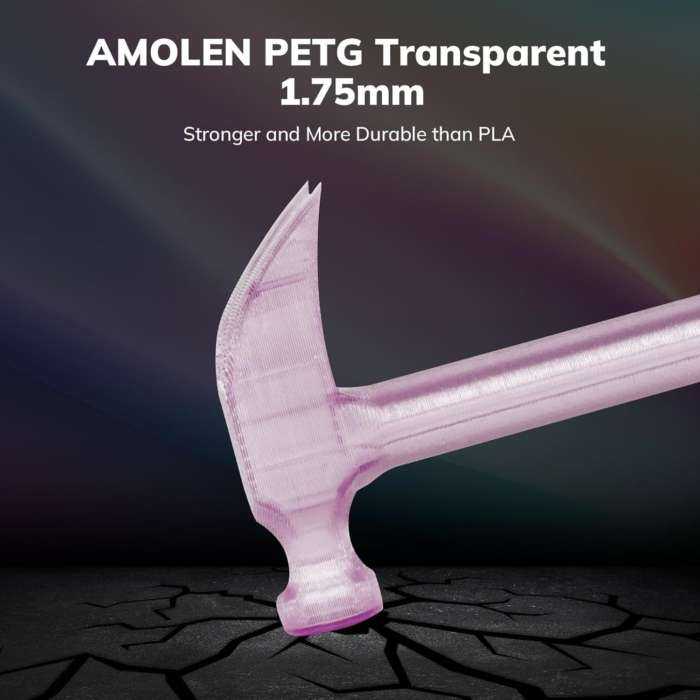 AMOLEN 3D Printer Filament, PETG Filament 1.75mm PETG Multicolor Rainbow -Pink Purple Yellow Green