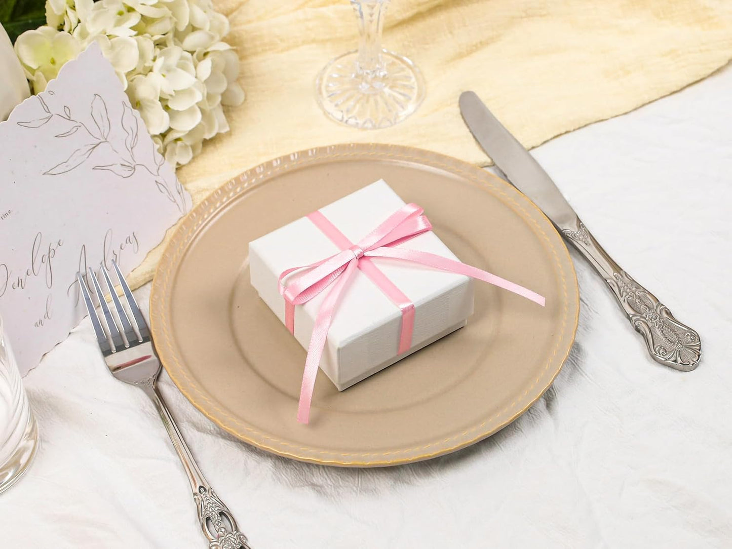 Rose Pink Satin Ribbon 1/4 inch X Continuous 50 Yards, Single Face Polyester Ribbon Perfect for Gift Wrapping, Flower Bouquet, Wedding Decor, Crafts, Bow Making, Sewing and More