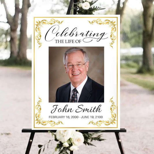 Personalized Funeral Welcome Signs, Celebration Of Life Yard Sign, Celebration Of Life Decoration, Custom Memorial Signs, Minimalist Celebrate of Lifes Sign With Photo, Memory Signage For Funerals #28