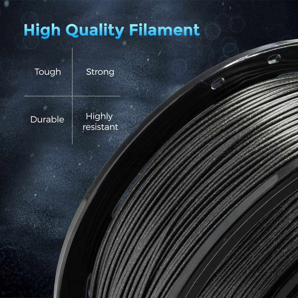FLASHFORGE 3D Printer Filament, PLA Galaxy Filament 1.75mm, 1KG Spool (2.2lbs), Dimensional Accuracy +/- 0.02mm for FDM 3D Printers, Better Tenacity & No Knotting (Black)