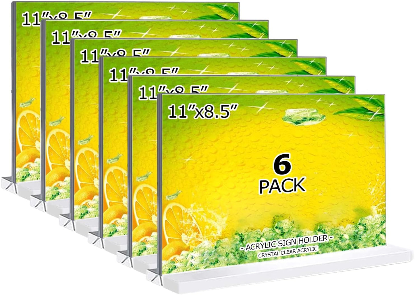 Acrylic Sign Holder 11 x 8.5 inches 6 Pack Horizontal Desktop Display Stand, Sign Holder, Suitable for Restaurants, Promotions, Photo Frames, Events, Meetings Acrylic Display Holder