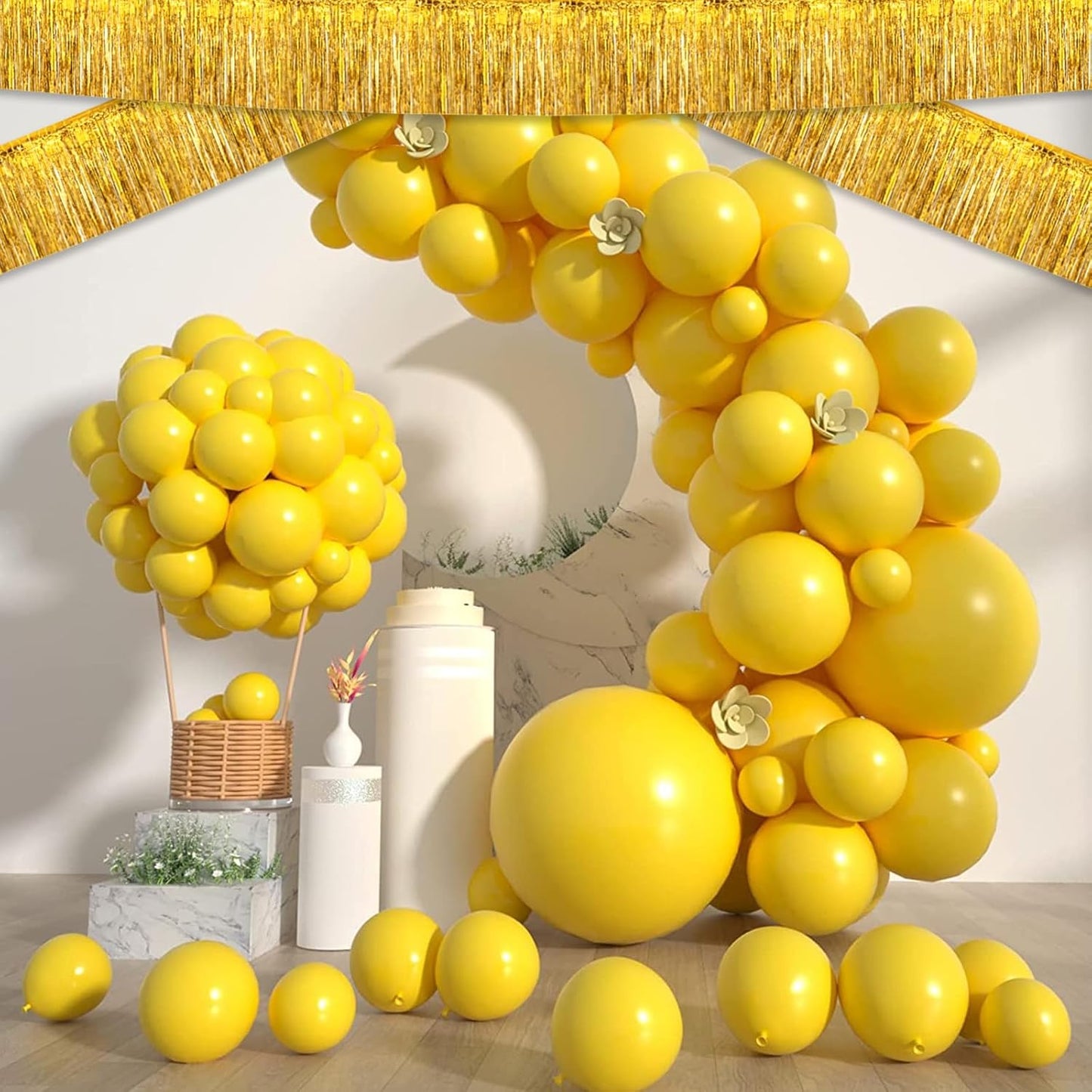 6 Pack 10 Feet Gold Foil Fringe Garland Metallic Tinsel Streamers Banner Wall Hanging Curtain Backdrop for Parade Floats, Birthday, Graduate, Mother's Day, Wedding Party Decoration