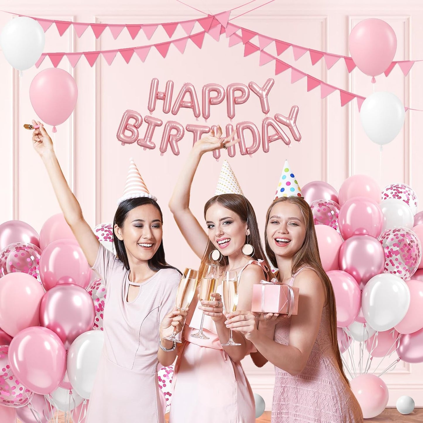 Light Pink and White Balloons, 60pcs 12inch Pearl Light Baby Pink Confetti White Balloons for Wedding Bridal Shower Baby Shower Pink Birthday Decorations