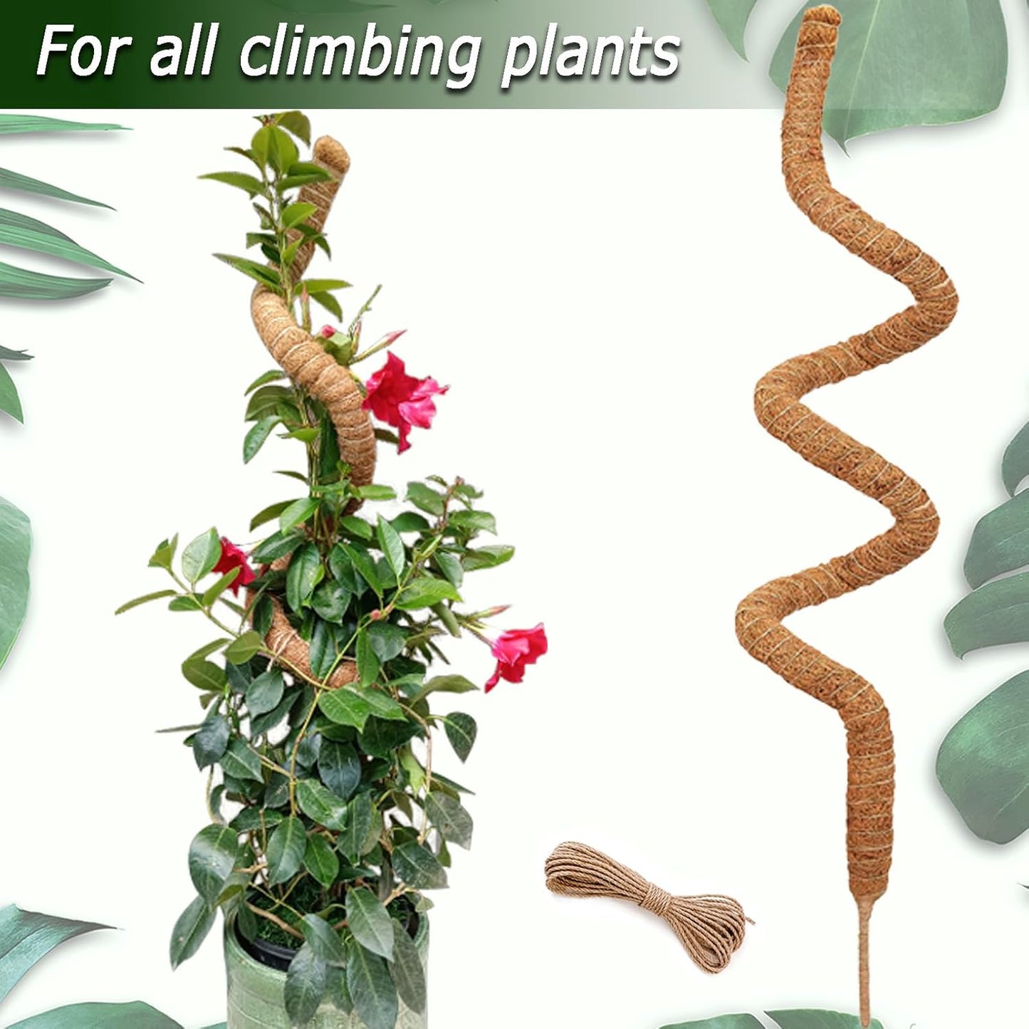Moss Pole for Plants Monstera, 59 Inch Tall Bendable Moss Poles for Climbing Plants Indoor, Large Handmade Plant Pole Sticks, Coco Coir Plant Support Stakes for Potted Plants, Pothos