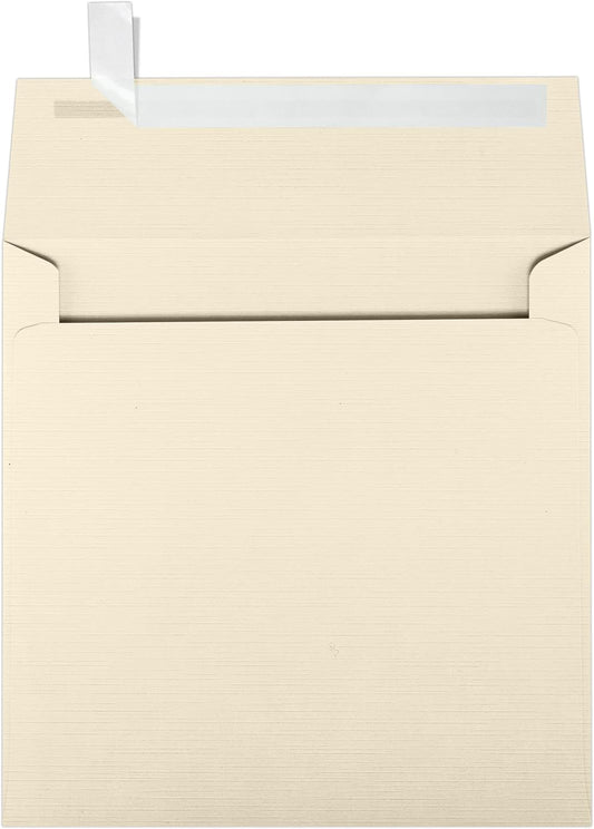 LUXPaper Square Invitation Envelopes | Peel & Press | 6 1/2" x 6 1/2" | Natural Linen | 80lb. Text | 50 Qty