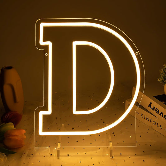 Light Up Letters D, Led Marquee Letter Lights Neon Sign, 13.9" Height Decorative Lighted Alphabet Number, Battery/USB Powered Led Letters Lights for Wedding, Birthday, Party, Christmas or Home Decor