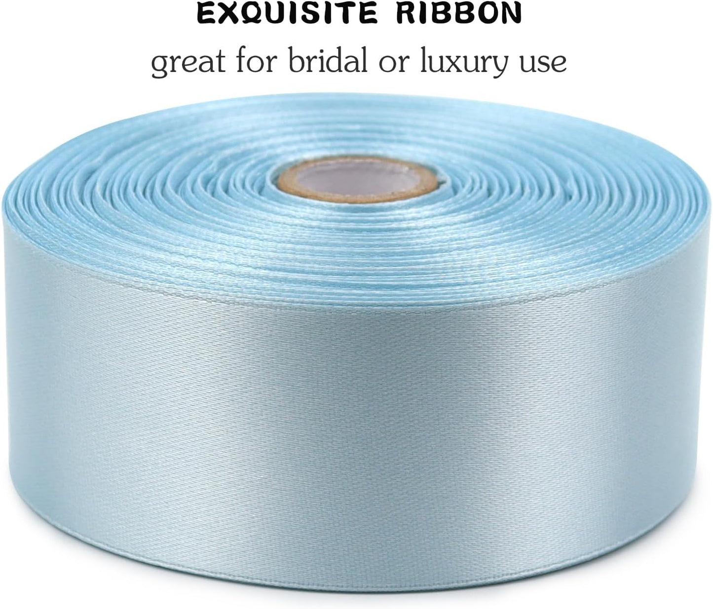 Sky Blue Solid Satin Ribbon 1-1/2 Inch 50 Yards Solid Polyester Fabric Ribbon for Gift Wrapping Wedding Christmas Baby Shower Birthday Party Decoration Handmade Immortal Flower Craft